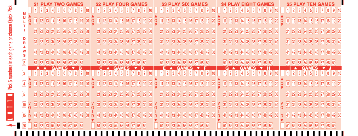 PLAYSLIP FOR NEW YORK LOTTO OF NEW YORK LOTTERY